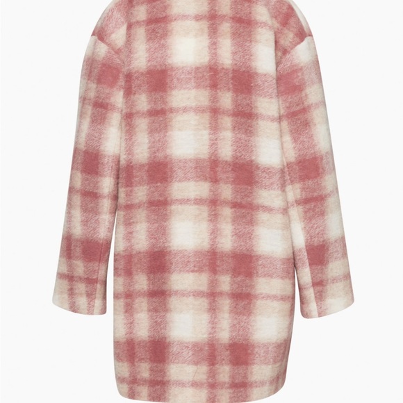 Wilfred Free Aritzia Elm Long wool jacket in pink plaid - Picture 6 of 11